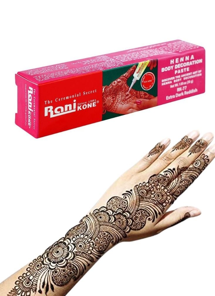Rani Kone Henna Body Decoration Paste – Traditional Mehndi Cone for Hand & Body Art Designs - Image 1